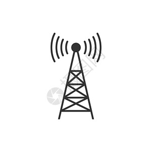 广播塔平面样式的天线塔图标 在孤立的白色背景上广播矢量图 无线网络经营理念电脑电视上网传播收音机插图信号海浪技术车站设计图片