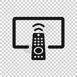 平面样式的电视遥控器图标 白色孤立背景上的电视符号矢量图解 广播业务概念电影视频电子产品古董技术渠道信号展示播送插图插画