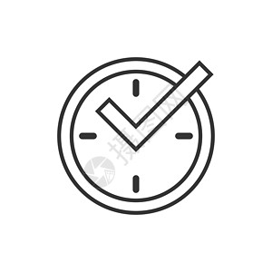 门禁考勤平面样式的实时图标 孤立在白色背景上的时钟矢量图 手表经营理念市场跑表小时插图时间考勤倒数利润时间表工作插画