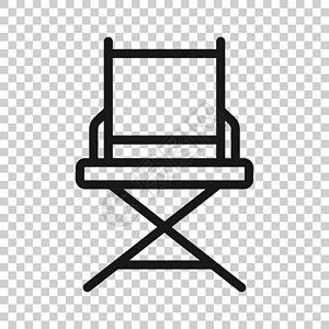 扁平风格的导演椅图标 白色孤立背景上的生产者座位矢量图解 电影经营理念家具中风电脑制作人视频剧院电视行动磁带摄影背景图片