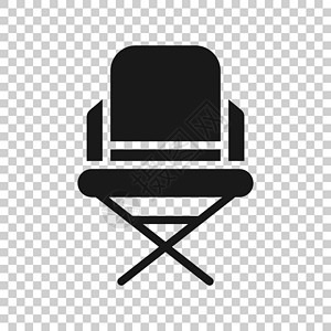 扁平风格的导演椅图标 白色孤立背景上的生产者座位矢量图解 电影经营理念制作人家具剧院视频电脑摄影工作室磁带商业生产背景图片