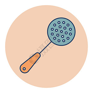 渣渣面撇渣器矢量图标 厨电勺子炊具商品建筑插图钢包厨具收藏标识工具插画