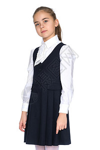 穿着校服的漂亮小女孩学习孩子领带女学生学生童年裙子班级教学小学生图片