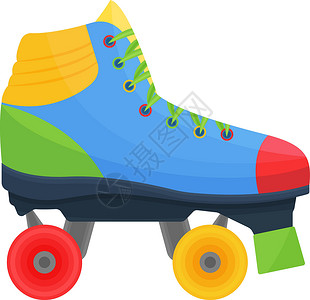 脚轮明亮的多色轮滑鞋 有红色 蓝色 橙色和绿色 适合散步和运动 孤立在白色背景上的矢量图解插画