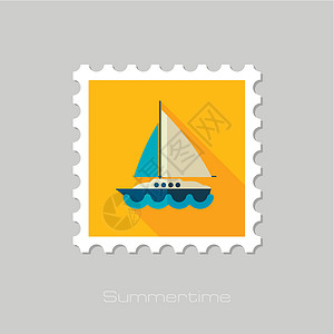 帆船平面素材船有帆船平面印章 夏天度假设计图片