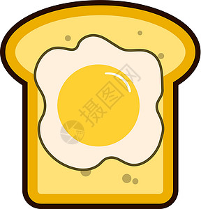 面三明治早餐鸡蛋和吐司 清淡的早餐吐司和两个煎蛋 早餐矢量 孤立的吐司图标 早上好概念插画