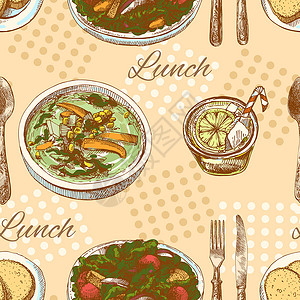 国家土豆无缝无缝午餐模式洋葱食物饮料午餐插图木板绘画瓶子猪肉土豆插画