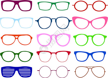 眼镜炫彩矢量集插图 夏天的象征 旅行设计的眼镜套装 平面设计矢量图背景图片