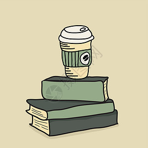 咖啡图书馆带书的涂漆咖啡设计图片
