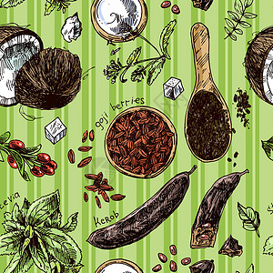 手工拉坯手工绘制的矢量插图超食品植物蔬菜营养菜单草图浆果水果收藏种子绘画插画