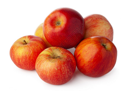 白色背景上孤立的红苹果团团水果食物植物背景图片