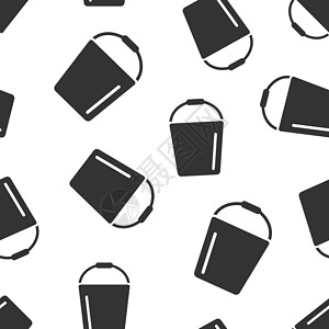保单贷平坦风格的巴克特图标 白色孤立背景上的垃圾锅矢量插图 保单无缝模式商务概念房子工作按钮看门人垃圾桶器具插画
