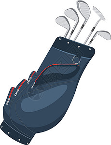 推杆白色背景上孤立的高尔夫袋式矢量插图插画