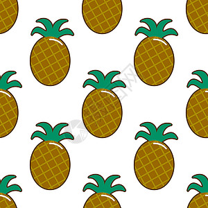 菠萝干夏季新鲜菠萝条纹 无缝无缝接缝插画