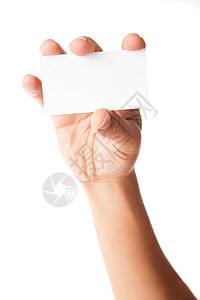 白牌素材男人手上的名片是白牌推介会笔记推销员空白海报信用人士男性拇指塑料背景