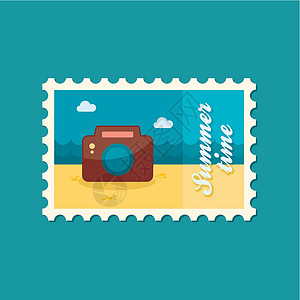 照相机平面邮票 夏季摄影师邮戳电子产品海浪邮资框架照片邮件邮政闪光背景图片