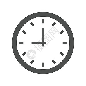 指针挂钟时间时钟拨号矢量图标隔离在白色背景上 用于 web 移动和用户界面设计的挂钟平面图标速度滴答商业测量工具间隔手表圆形数字警报插画