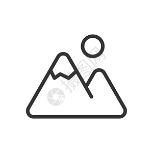 上阿尔卑斯山以白色背景孤立的网络 移动和用户界面设计为对象的山体矢量图标 在白色背景上隔绝;以及插画