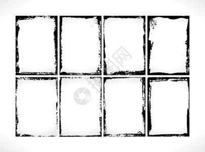 照片框架Grunge 纹理框架收藏 矢量设计模板插画