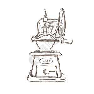 手绘画手动咖啡研磨机设计图片