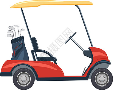 高尔夫越野车红色高尔夫车矢量说明插画