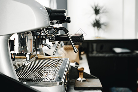 咖啡店专业咖啡机 快关门了金属机器服务黑色店铺咖啡餐厅食堂咖啡屋柜台背景图片