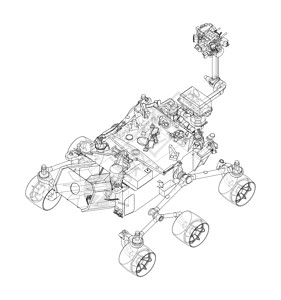 流动站火星探测器  3 的矢量渲染行星殖民化绘画宇航员气氛成就星系宇宙机器人陨石插画
