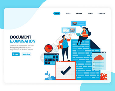 文件检查的矢量图解 检查记录 税务 银行业务的法律文件 用于登陆页面 模板 ui ux web 网站 移动应用程序 横幅 传单 背景图片