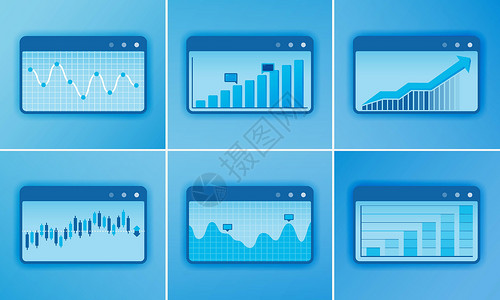 会计软件设计矢量图 包括条形图 折线图 财务图 分析 设计可用于模板 印刷媒体 小册子 图层 卡片 网站 登陆页面 应用程序 网背景图片