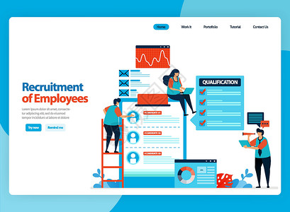 登陆页web用于说明员工招聘的着陆页矢量设计 选择最好的未来工人 用于登陆页面 模板 ui ux web 网站 移动应用程序 横幅 传单 小插画