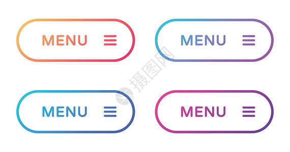 菜单样式菜单 web 按钮设置 在平面样式中概述 ui web 按钮 带有用于 web 和 ui 设计的符号的时尚渐变上的圆形矢量按钮坡设计图片