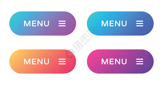 菜单 web 按钮设置 以平面样式填充 ui web 按钮 带有用于 web 和 ui 设计的符号的时尚渐变上的圆形矢量按钮用户背景图片