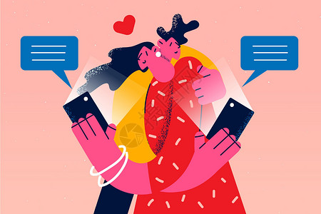 月牙上情侣情侣在智能电话设备上网上作弊设计图片