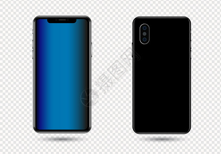 3d型移动电话 空白蓝屏 透明背景模板 3d触摸屏电话框架展示等距白色手机插图工具商业背景图片