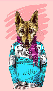 箭纹风格狗 2018年新年的标志插图打印卡片领带毛衣艺术套衫草图动物配饰背景图片