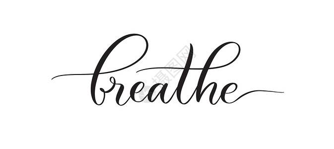 放松呼吸- 呼吸 - 排印字母引号 笔迹书法横幅和细线设计图片
