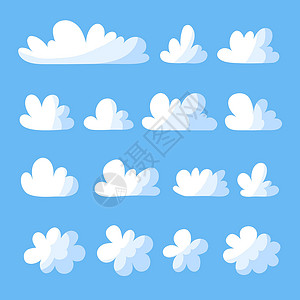蓝色天空中孤立的卡通云层背景图片