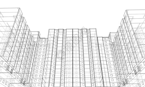 多层楼建筑的电线框架模型绘画草图印刷住房房子店铺设计师办公室线条项目背景图片