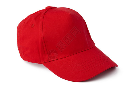 白背景隔离的红底棒球帽背景图片