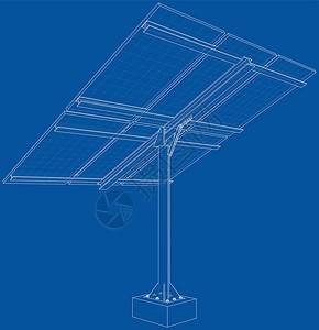 工程制图太阳能电池板概念  3 的矢量渲染框架建造业电池车站工程环境保护发电机活力阳光储蓄插画