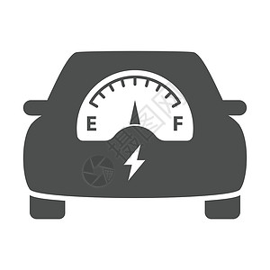 电缆车电动生态汽车 充电指示器图标隔离在白色背景上 用于 web 移动和用户界面设计的电动生态汽车平面图标 电动生态交通概念插画