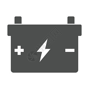 蓄电池与端子闪电和极性加上减号图标隔离在白色背景 用于 web 移动和用户界面设计的蓄电池平面图标汽车技术充值活力碱性电气充电器背景图片