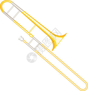 白色背景上孤立的 Trombone 矢量插图背景图片