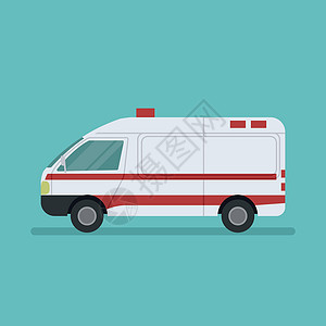 紧急出动医疗紧急救护车矢量设计插画