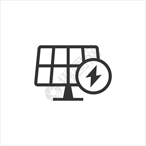 电池显示图标平板式太阳能面板图标 生态能源矢量插图以白色孤立背景显示 电动符号商业概念互联网网站环境办公室按钮电脑活力太阳能板资源房子插画