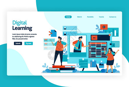 自适应网站数字学习登陆页面的插图 通过有效转移知识 技能 价值观 信念和习惯的技术或教学实践进行学习 自适应和分析设计图片