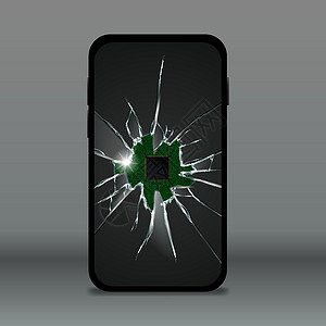 屏幕破裂现实的破碎屏幕简单电话软垫阅读裂缝工具芯片展示玻璃插图电脑技术插画