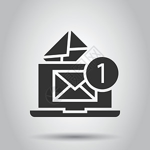 收邮件带有平面样式电子邮件图标的笔记本电脑 白色孤立背景上的邮件通知矢量插图 带有消息业务概念的信封营销技术文档办公室互联网商业横幅收设计图片