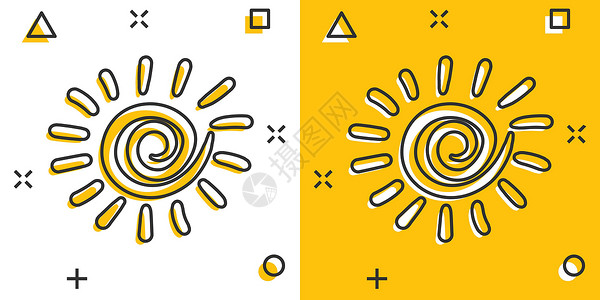 漫画风格的矢量卡通手绘太阳图标 太阳素描涂鸦插图象形文字 一手拉阳光业务飞溅效果概念光束笔触绘画天气晴天刷子射线草图日出圆圈背景图片