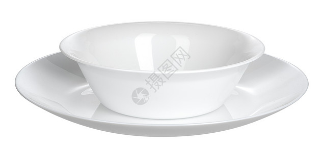 白色背景孤立的陶瓷白碗背景图片